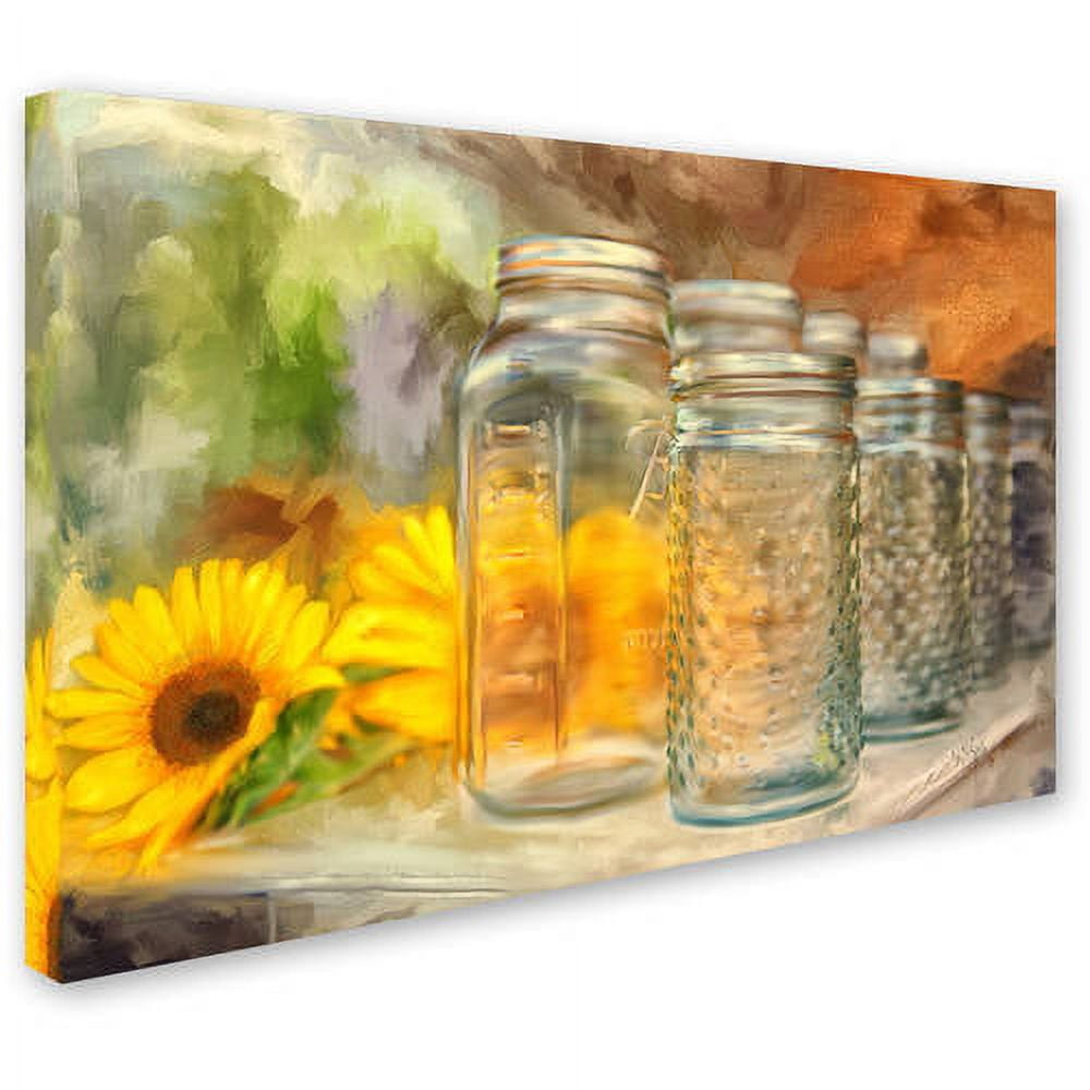Trademark Fine Art "Sunflowers and Jars" Canvas Art by Lois Bryan
