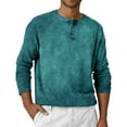 thumbnail image 2 of Inglocry Men's Henley T-Shirt, Long Sleeve Cotton Henley Tees for Men, 3-Button Fall Casual Shirts Turquoise 2XL, 2 of 5
