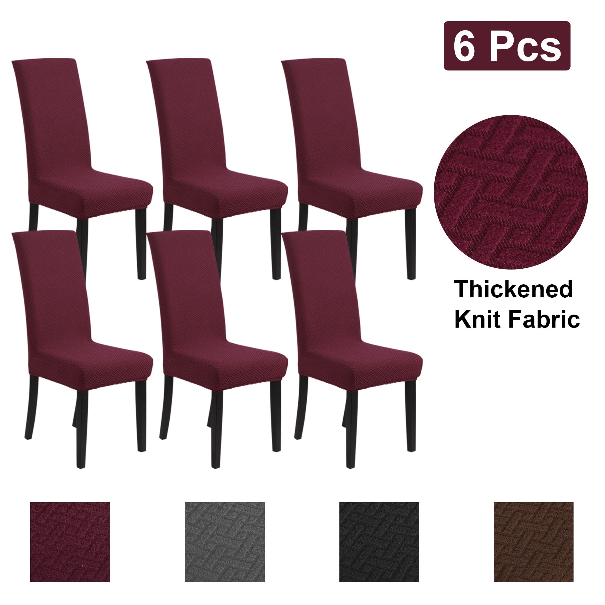 Piccocasa 6 Piece Jacquard Knitted Chair Covers for Dining Room