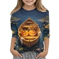 thumbnail image 4 of Kids Halloween T-Shirts Toddler Boys Girls 3/4 Sleeve Ghost Pumpkin Graphic Tees Tops 2-13 Years, 4 of 5