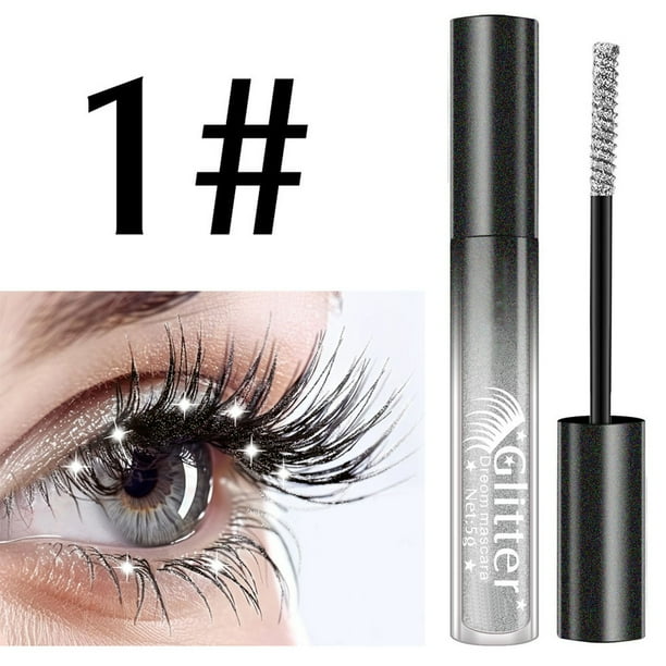 Fiudx Máscara de Pestañas En Purpurina, Potenciador En Pestañas En Efectos de Diamante Brillante, Volumen Duradero, Fórmula para Dar Volumen N Alas Pestañas, Ideal para Fiestas y Bodas, Seguro para O