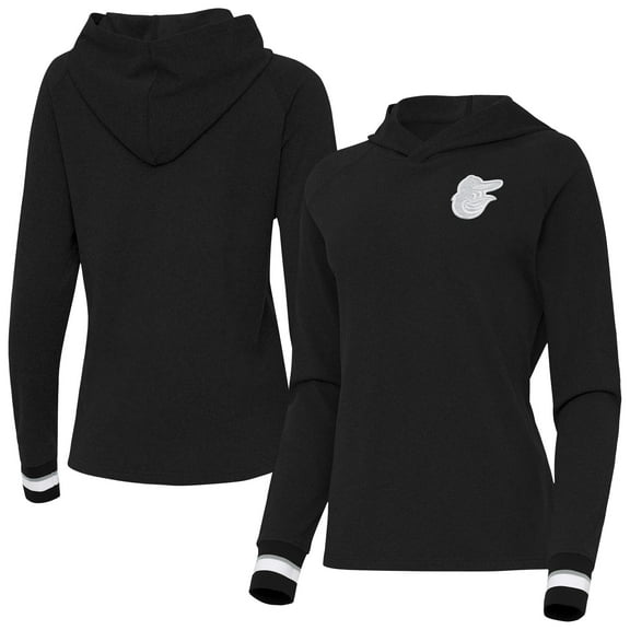 Women's Antigua Black Baltimore Orioles Trek Pullover Hoodie