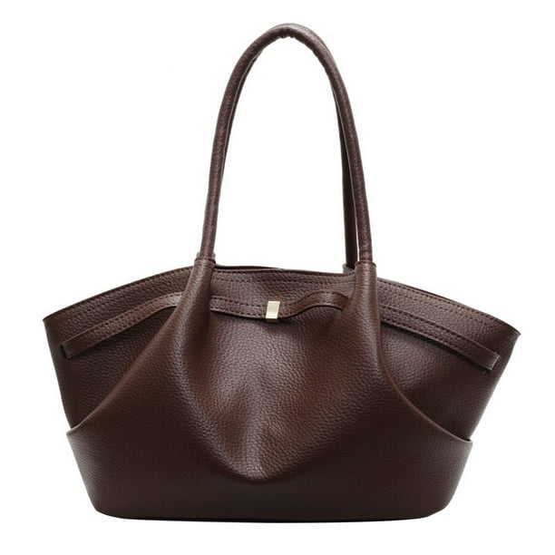 Bolso Hombro Color Liso para Mujer Piel Sintética Uso Diario en El Escolar (café)