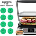 thumbnail image 5 of Chefman 5-in-1 Digital Panini Press Grill w/ Adjustable Temp, Opens Flat - Stainless Steel, 5 of 7