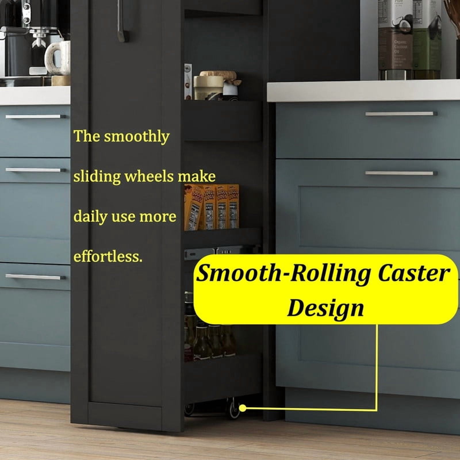 70''H 6-Tier Dustproof Rolling Storage Shelf Cabinet with Wheels, Kitchen Storage Rack with Casters