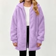 thumbnail image 4 of VIPOIN Girls Full Zip Hooded Fleece Jacket, Mid-Length Sherpa Coat Warm Fall Winter Outerwear, 4 of 8
