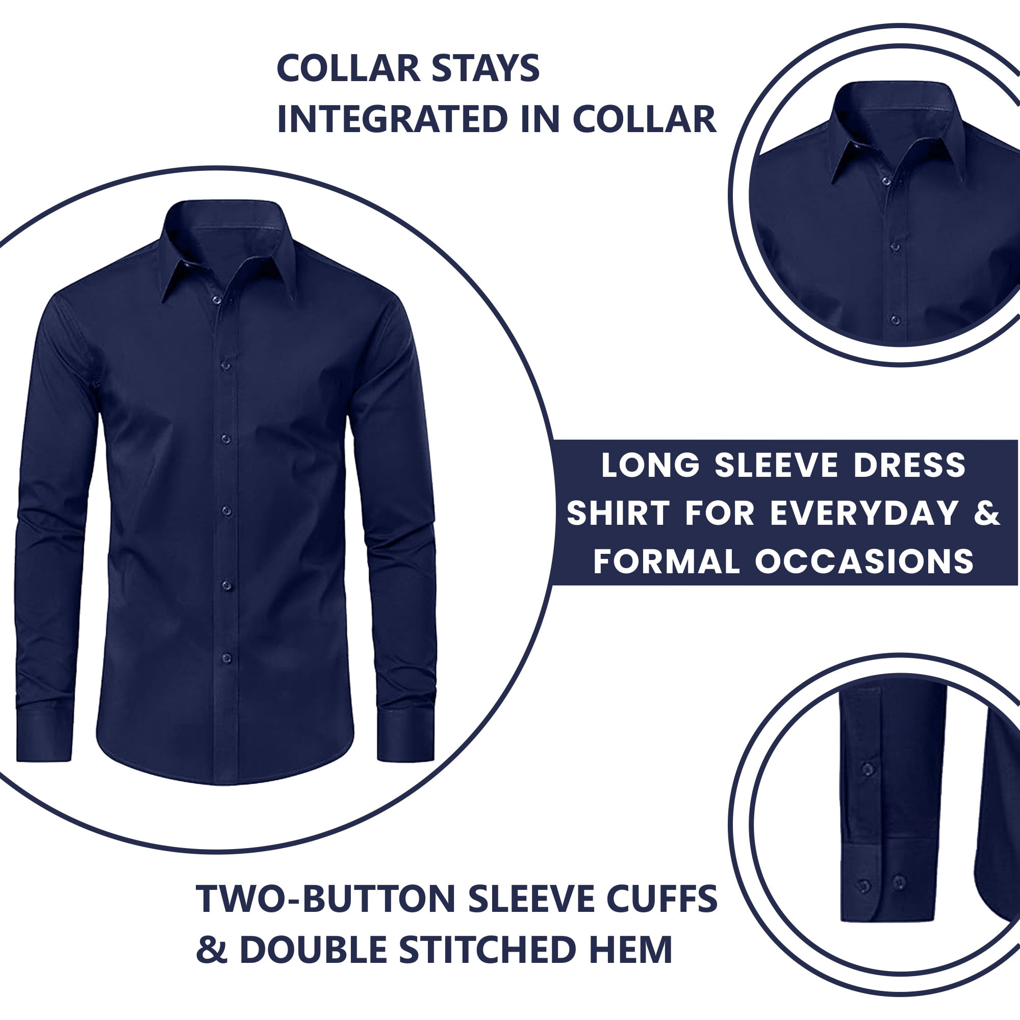 Men's Long Sleeve Slim Fit Dress Shirts (S-2XL) - Walmart.com