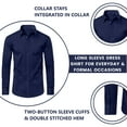 thumbnail image 3 of Men's Long Sleeve Slim-Fit Solid Dress Shirts (S-3XL), 3 of 5