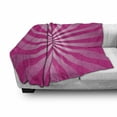 thumbnail image 3 of Hot Pink Soft Flannel Fleece Blanket, Retro Style Sunrays Inspired Pattern Grunge Effect Radial Design Stripes, Cozy Plush for Indoor and Outdoor Use, 70" x 90", Hot Pink and White, by Ambesonne, 3 of 6