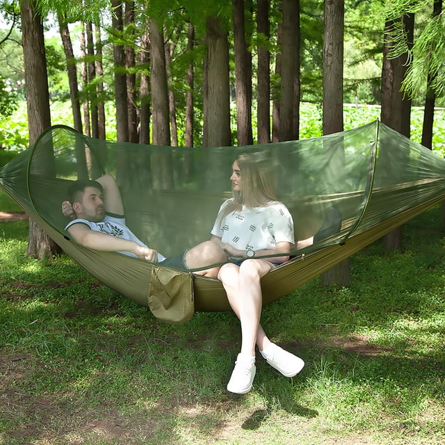 Hamaca de Camping LFL con Mosquitera de Nylon, Paracaídas Verde