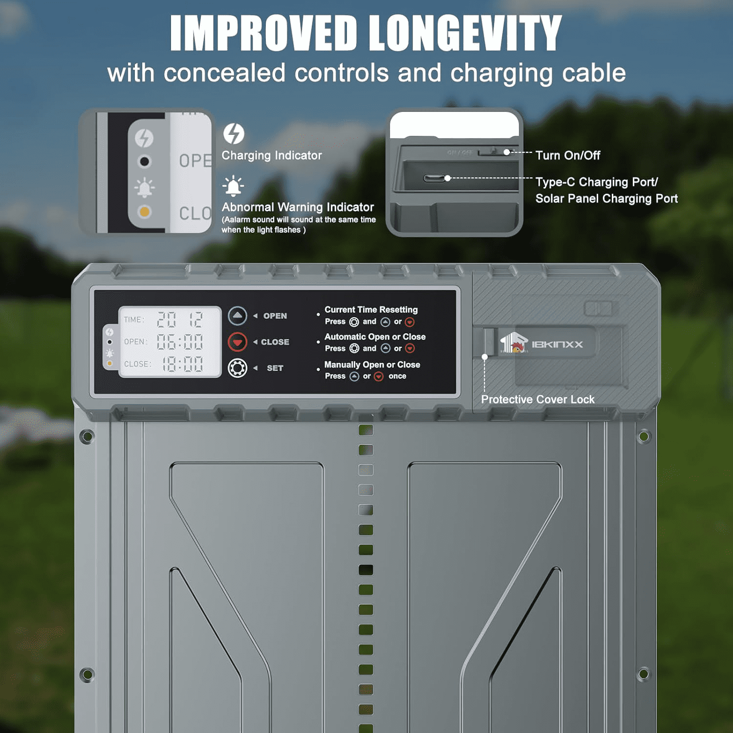 Automatic Chicken Coop Door Solar Powered with Timer, Remote Control, Anti-Pitch Aluminum Alloy Auto House Door for Chicken, Duck, Poultry, Weatherproof