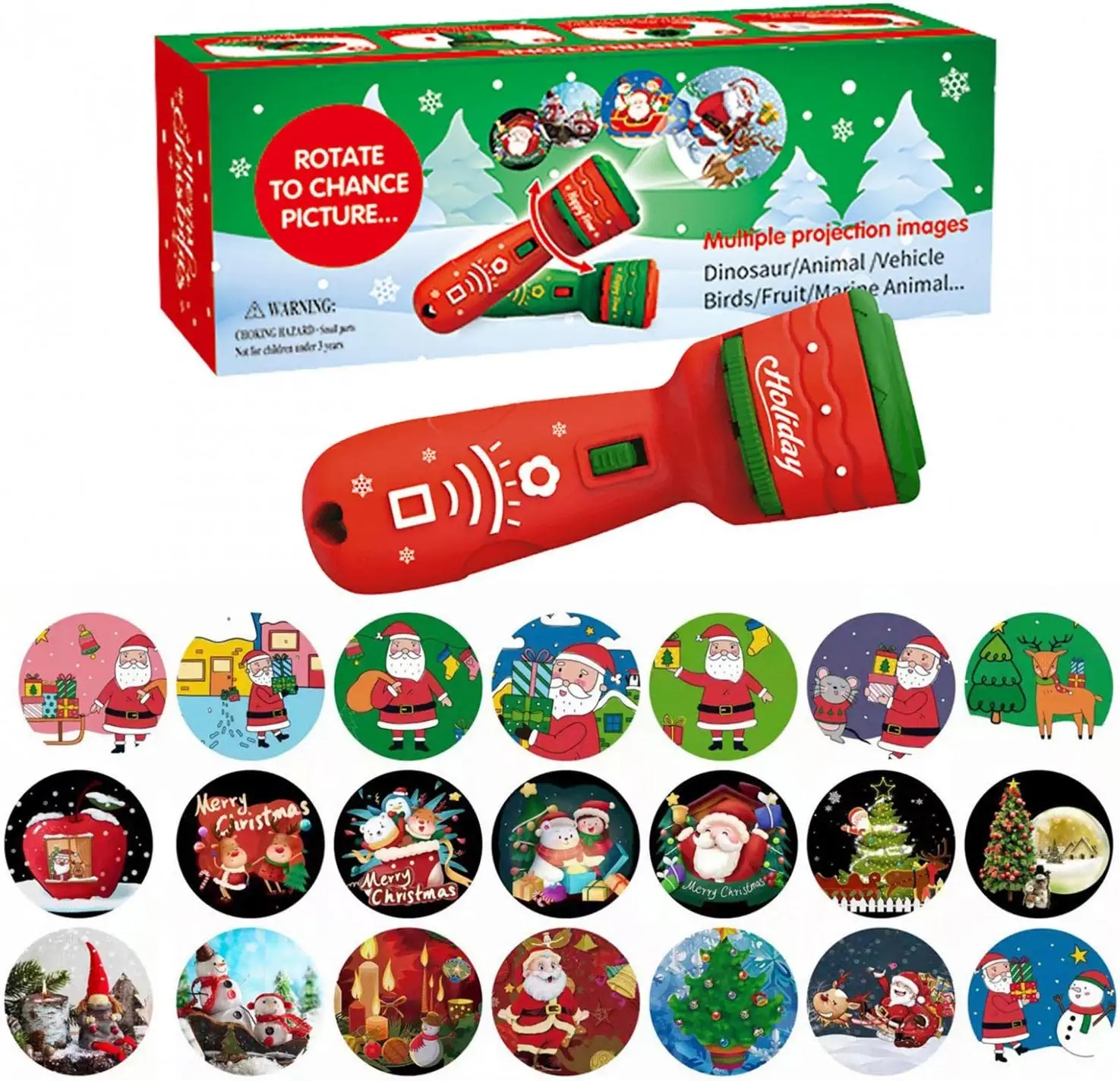 Christmas Flashlight Projector for Kids, 1 Flashlight, Realistic