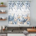 thumbnail image 4 of Blue Eucalyptus Coastal Sheer Curtains 45 Inches Long, Beach Starfish Shell Nautical Retro Light Filering Curtains, Breathable Simi Curtain Privacy Drapes for Kitchen Bathroom Small Window Treatment, 4 of 9