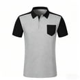 thumbnail image 3 of Polos for Men Short Sleeve with Button Lightweight Summer Black Mens Work Shirts, 3 of 4