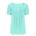 thumbnail image 3 of Dyegold Womens Tops Dressy Casual Summer Pleated Shirts For Women Summer Dressy Casual Empire Waist Tops Loose Fit Short Sleeve Square Neck Tunics Blouses, 3 of 5