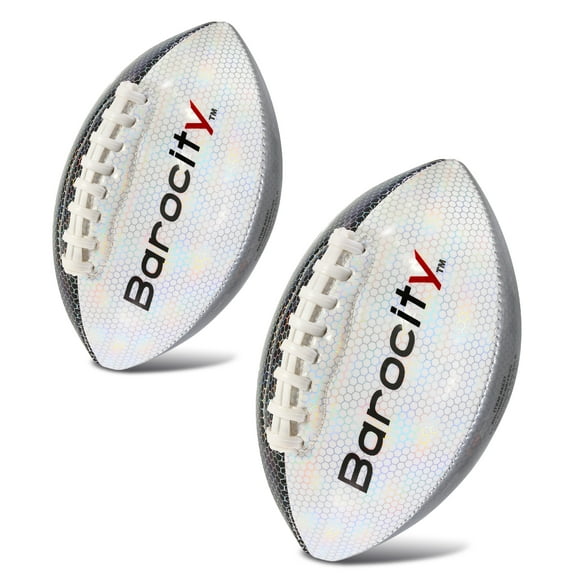 Barocity Footballs for Kids - Reflective Iridescent Rainbow Hex Pattern Official Match Football for Indoor, Outdoor  - 2 Premium Durable Training Balls Mix Silver, Black, and Gold Size 3 and Size 6