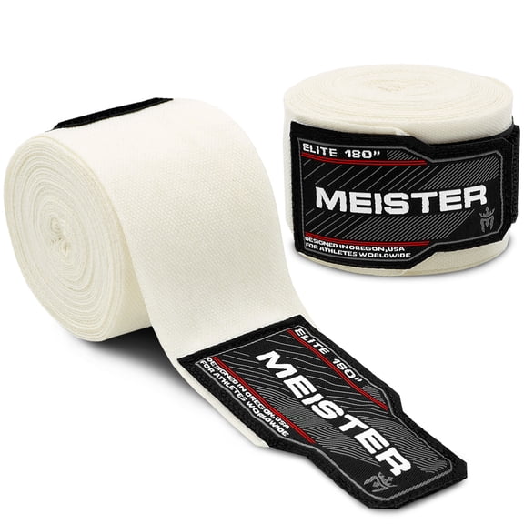 Meister ELITE 180" Premium Adult Hand Wraps for MMA & Boxing (Pair) - Vintage Ivory