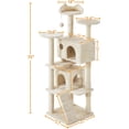 thumbnail image 3 of JessieMal 70in Multi-Level Cat Tree Tall Cat Tower Cat Furniture with Condo, Scratching Posts & Dangling Ball for Indoor Cats Activity Center, Beige, 3 of 9