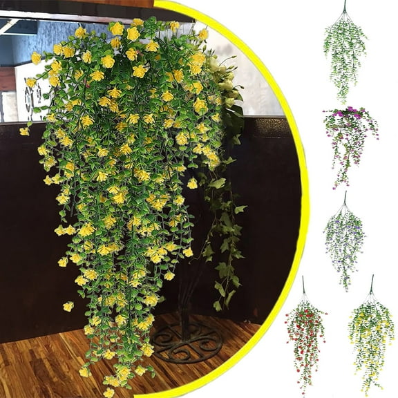 Antqov Artificial Hanging Flowers, Plastic Fake Hanging Plants Vines Chlorophytum Spring Summer for Wall Home Room Garden Wedding Decor Gifts for Mom