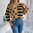 thumbnail image 2 of Fall Womens Sweaters Classic Argyle Striped Knitted Pullover Casual Long Sleeve Crew Neck Vintage Preppy Style Sweater, 2 of 6