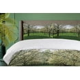 thumbnail image 4 of Ambesonne Tree Duvet Cover Sets, Cherry Blossoms Spring Season, 2-Queen, Lime Green Dark Brown, 4 of 6