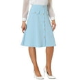 thumbnail image 4 of INSPIRE CHIC Women's Button Front Formal Work A-Line Midi Skirts, 4 of 6