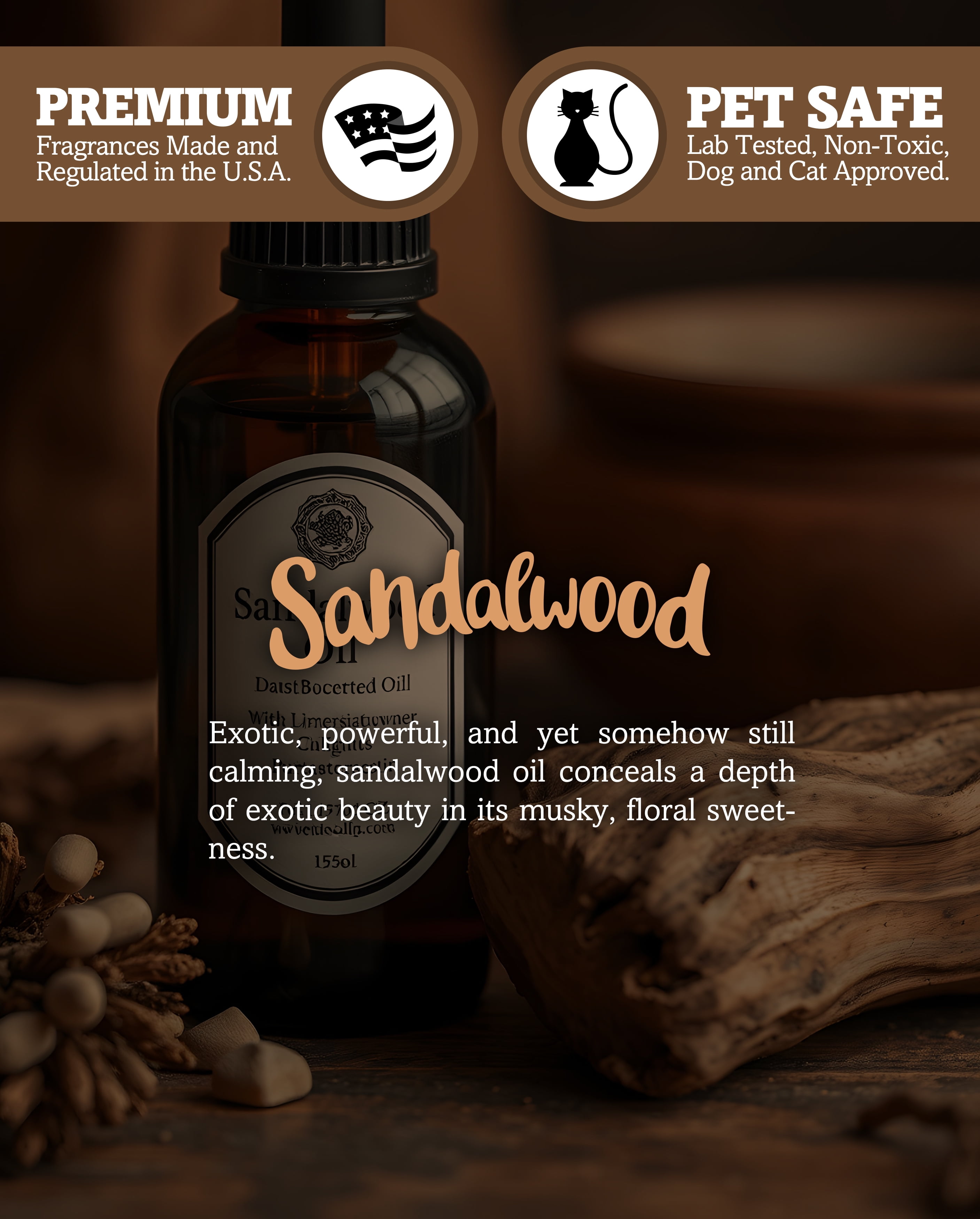 Sandalwood Scented 3 Wick Candle - All Natural - Made with 100% Responsibly Sourced Soy and Essential Fragrance Oils - Phthalate & Paraffin Free, Vegan, Non-Toxic