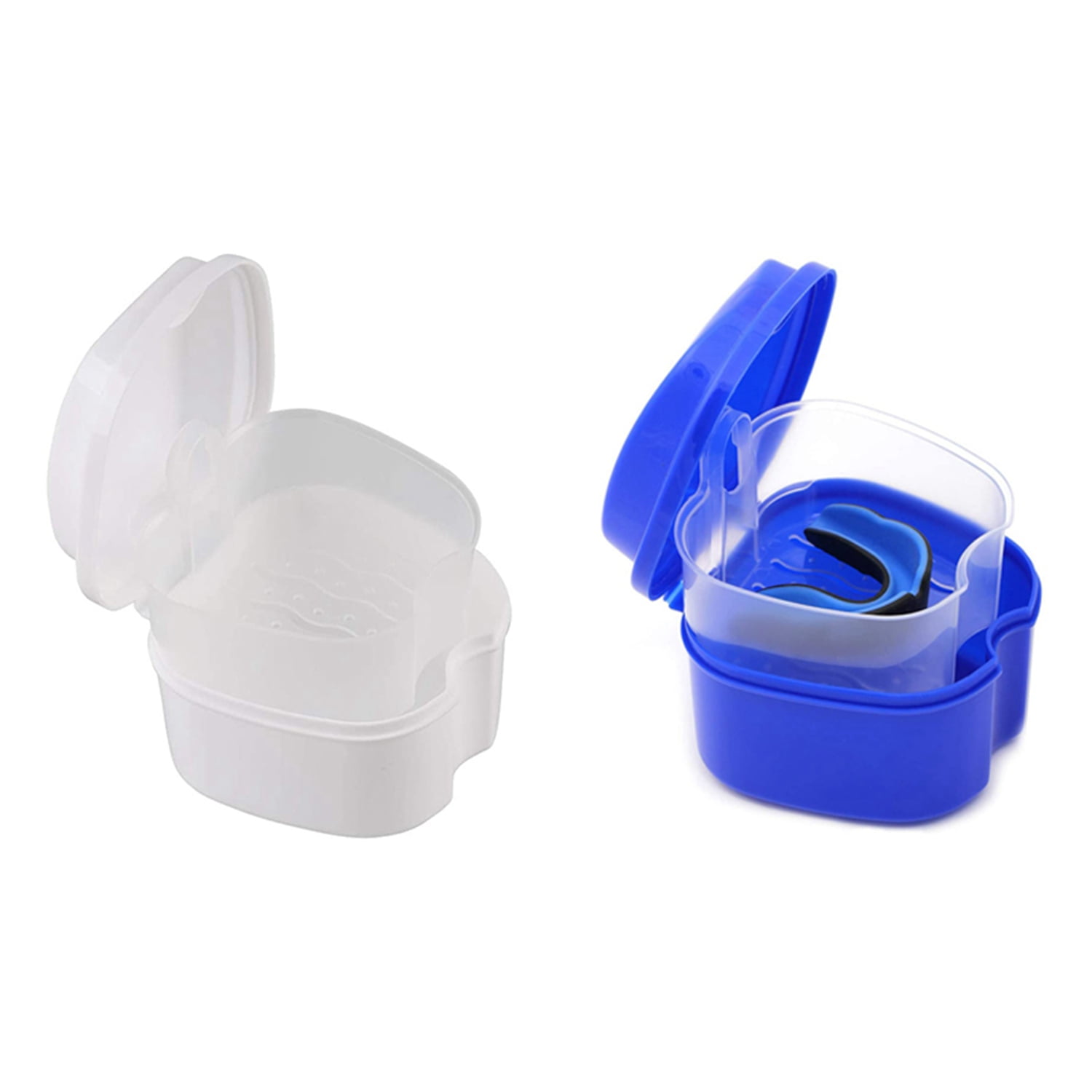 2Pcs Denture Case, Denture Cup with Strainer, Denture Bath Box False
