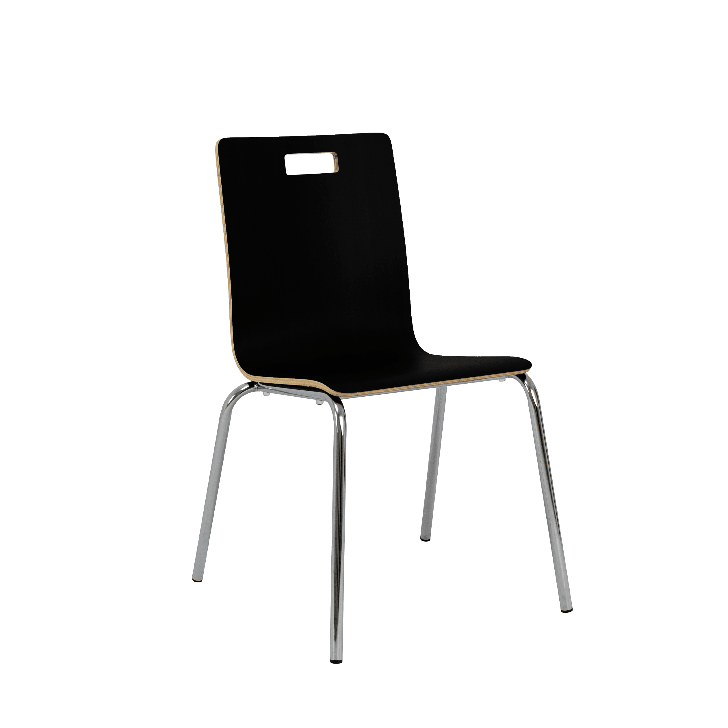 Hampden Furnishings Alexis Collection Stack Chair, Black Woodgrain, Modern Plywood Seat, Pack of 4