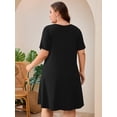 thumbnail image 7 of SHOWMALL Women's Plus Size Short Sleeve Dress with Pockets, Criss Cross V-Neck Casual T-Shirt Dress, Black 3X Soft Breathable Summer Dress, 7 of 7