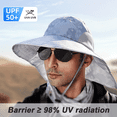 thumbnail image 4 of Sombrero de pescador con sombrilla de verano, sombrero protector solar para montañismo y pesca al aire libre, protector de cuello, color camuflaje, 4 of 5