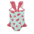 thumbnail image 3 of Millie Loves Lily Girls Pink Watermelon Stripe Ruffle 1-pc Swimsuit, Toddler Girls, Size 2T, UPF 50+, 3 of 3