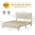 thumbnail image 6 of 4 EVER WINNER Queen Bed Frame, Upholstered Platform Bed Frame with Headboard and Footboard, Diamond Headboard and Footboard Design, Beige, 6 of 7