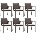 thumbnail image 2 of vidaXL 7 Piece Garden Dining Set with Cushions Poly Rattan and Steel, 2 of 5