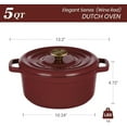 thumbnail image 4 of Overmont Enameled Cast Iron Dutch Oven - 5QT Pot with Lid, Cookbook & Potholders, for Braising & Roasting - Burgundy, 4 of 9