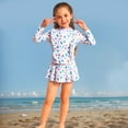 thumbnail image 6 of Fesfesfes Girls 2 Piece Swimsuit for Kids Girl Long Sleeve Tankini Swimsuits Bathing Suit Beach Floral Bikini Swimwear with Skirt 4-8 Years(Multicolor,5 Years), 6 of 9