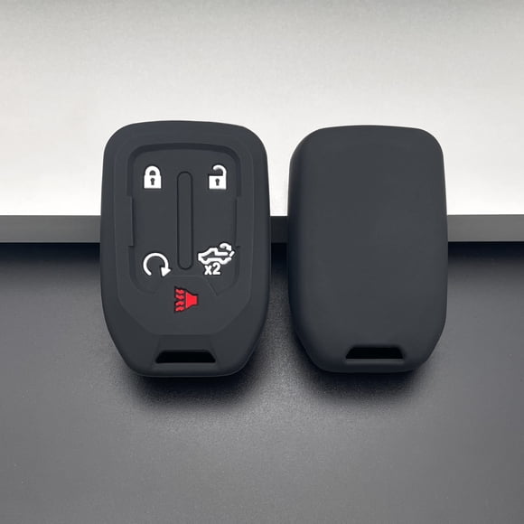 Tandrive 2 Pcs Étui en Silicone pour Clé Intelligente pour 2023 2022 2021 2020 2019 Chevy Silverado et Gmc Sierra 1500 2500Hd 3500Hd Protecteur à Distance Accessoires Support (5 Boutons Noir et Noir)