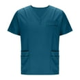 thumbnail image 5 of Fashion YLSDY Scrub Tops for Men Women V-Neck Scrubs Unisex Stretch Nursing Shirts Medical Uniform Workwear with 3 Pockets Navy L, 5 of 6