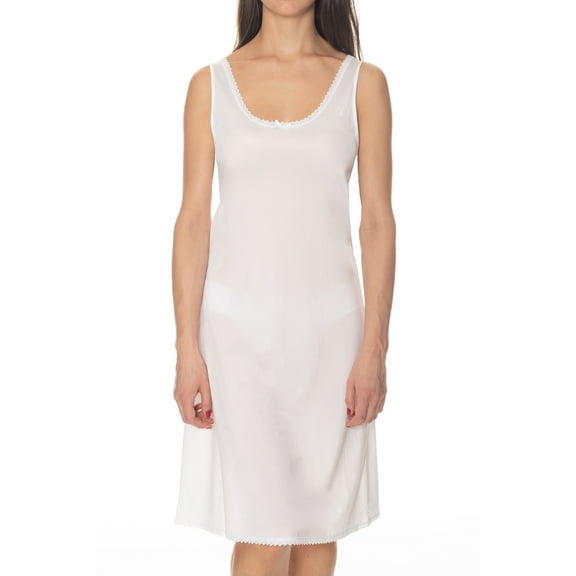 Gemsli Womens Classica Nylon Full Slip with Tiny Lace Cling Free