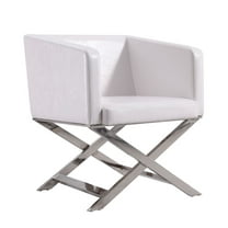 Manhattan Comfort HollyWood Faux Leather Accent Lounge Chair in White