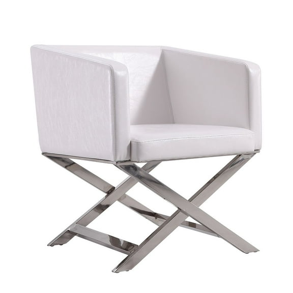 Manhattan Comfort HollyWood Faux Leather Accent Lounge Chair in White