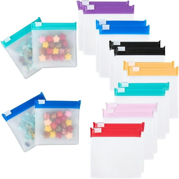 1set 35pcs 7 colors EVA Plastic Zip-lock Bags Portable Travel Storage Self-sealed Bags Square Mixed color 7.8x7.8x0.65cm 5pcs/color