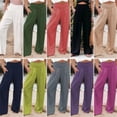 thumbnail image 2 of Pantalones casuales de mujer, estilo casual, algodón, hechos a mano, cintura media, 2 of 6