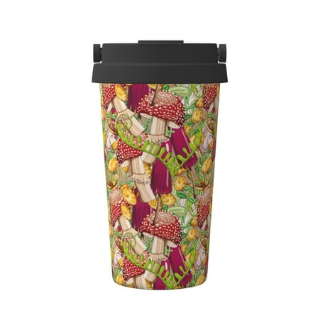 Daiia Bright Mushrooms Printed Stainless Steel Tumbler with Lid and Straw, Double Wall Vacuum Insulated Coffee Tumbler Travel Coffee Mug with Leak Proof Lid