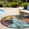 thumbnail image 4 of Unique Loom Belize Outdoor Collection Area Rug - Ambergris (5' 3" Round Charcoal/Light Blue), 4 of 12