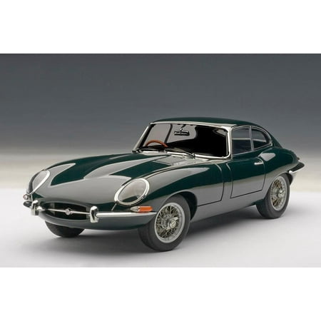 18 Diecast Metal (Jaguar E-Type Series 1 3.8 Coupe Green with Metal Wire-Spoke Wheels 1/18 Diecast Model Car by)
