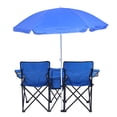 thumbnail image 2 of Folding Chair Foldable Portable Camping Outdoor Beach Lawn Chair with Sunshade Ice Bag for Two People, 2 of 7