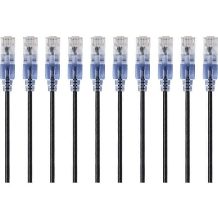 UPC: 0889028032336 | Monoprice 10-Pack  SlimRun Cat6A Ethernet Network Patch Cable  3ft Black