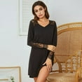 thumbnail image 1 of Shop Clearance! Ladies New Lace Stitching Solid Color Plus Size Pajamas Nightgown, 1 of 6