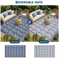 thumbnail image 6 of HIWEAVER Navy/White 8'x 10' Outdoor Rug Garden Decor Geometric Floral Carpet Plastic Straw Waterproof Reversible Patio Area Rug for Balcony Deck Picnic Portable Camping Mat, 6 of 8